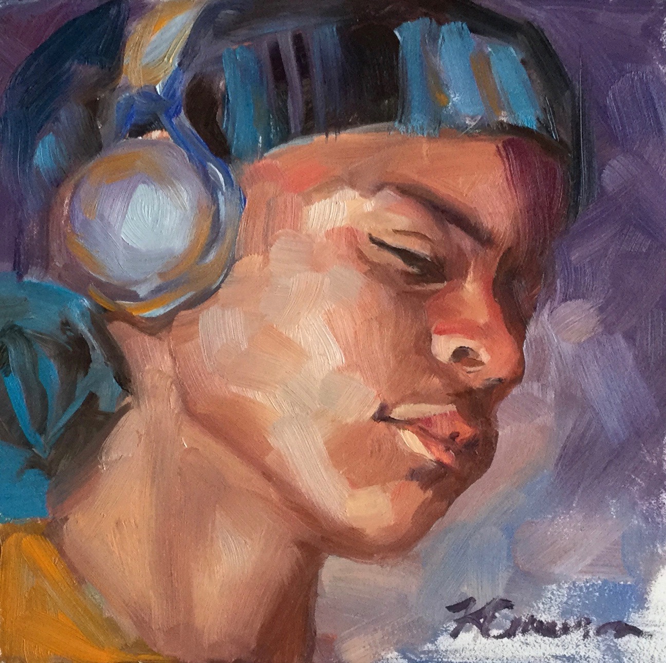 Not the Enemy 2, oil on gessobord, 6x6